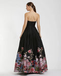 MAC DUGGAL Black Strapless Floral Brocade Ballgown Black Multi, Size-8